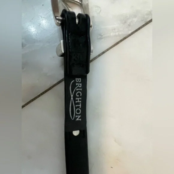 Brighton designer black leather multicolor beaded women’s size Medium 30” belt - Picture 5 of 6